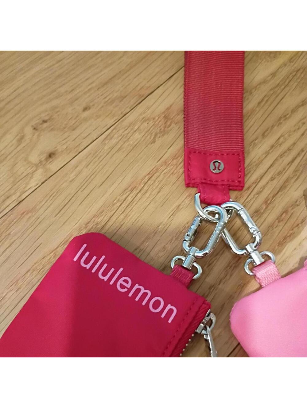 Lululemon Women's Pink and Red dual pouch wristlet